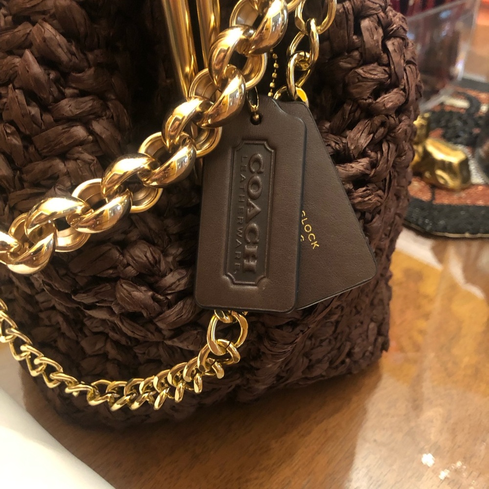 ✨Coach Brown Straw Kisslock Frame 27✨ - Picture 4 of 12